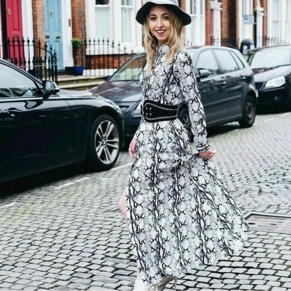 ZARA MAXI SNAKE PRINT SHIRT DRESS ANIMAL  BLOGGERES FAVORITE - Picture 5 of 10